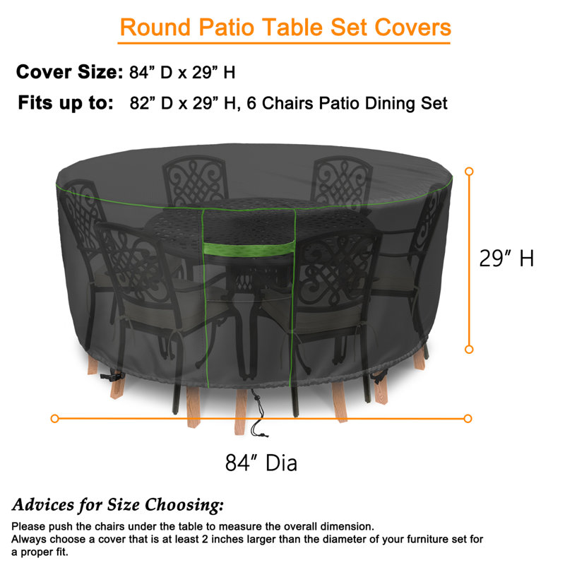Waterproof Patio Table Cover Heavy Duty Patio Dining Set Cover, 29" H x 84" W x 84" D