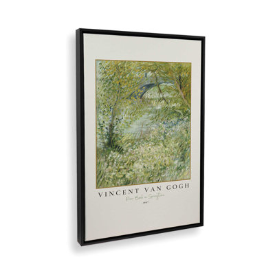 Van Gogh's River Bank in Springtime Canvas Print in a Frame