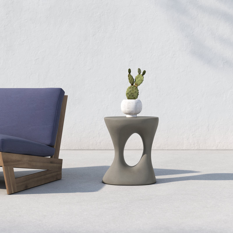 Cassius 15.5'' Gray Concrete Oval Outdoor Side Table