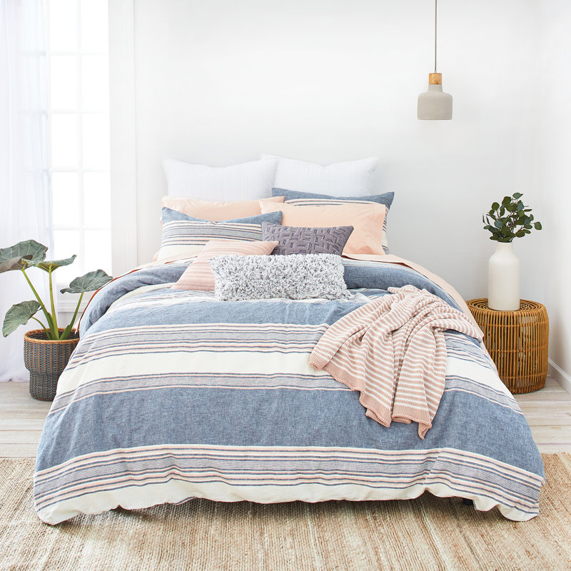 Splendid Tuscan Stripe Linen/Cotton Blend Duvet Cover Set, Twin Duvet Cover + 1 Sham
