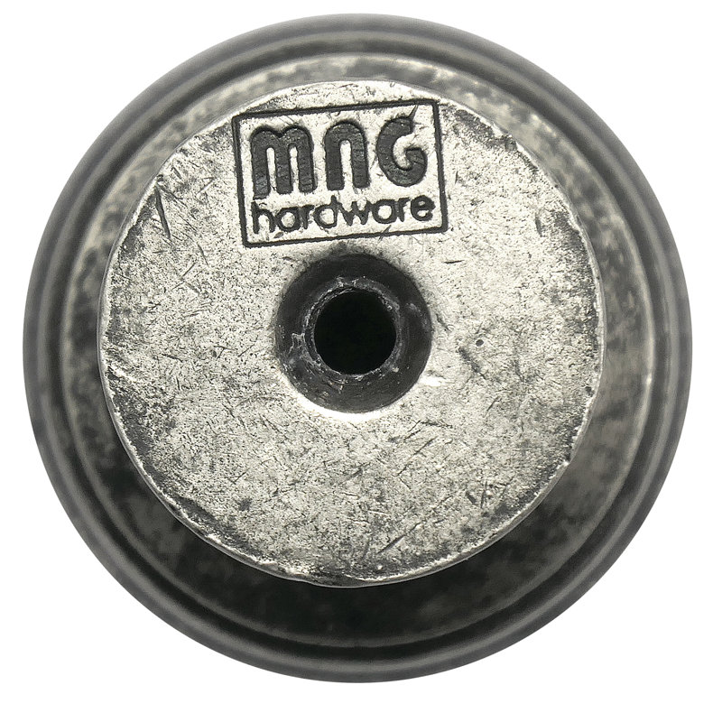 Distressed Pewter Round Mushroom Cabinet Knob with Mounting Hardware
