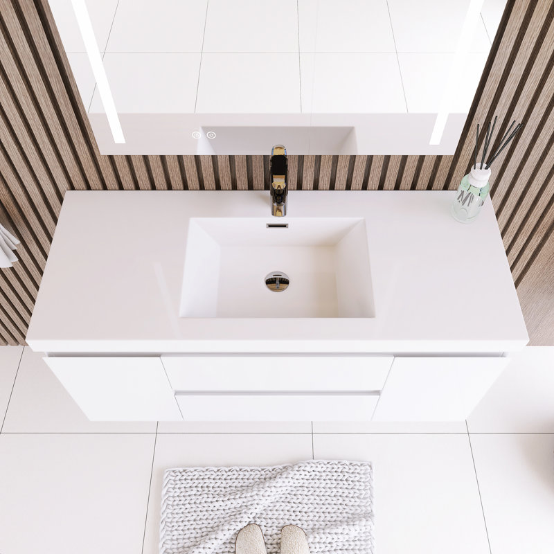 Orinate 48'' Single Bathroom Vanity with Resin Top, White