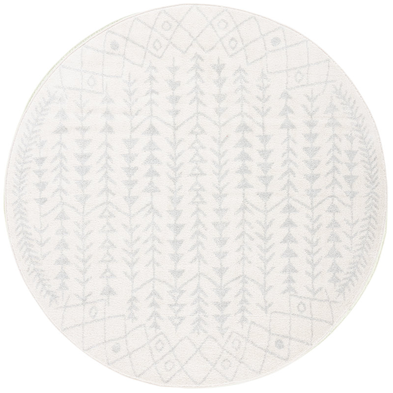 Tapis ivoire / gris clair Dildy Southwestern, Rond 6 pi 7 po