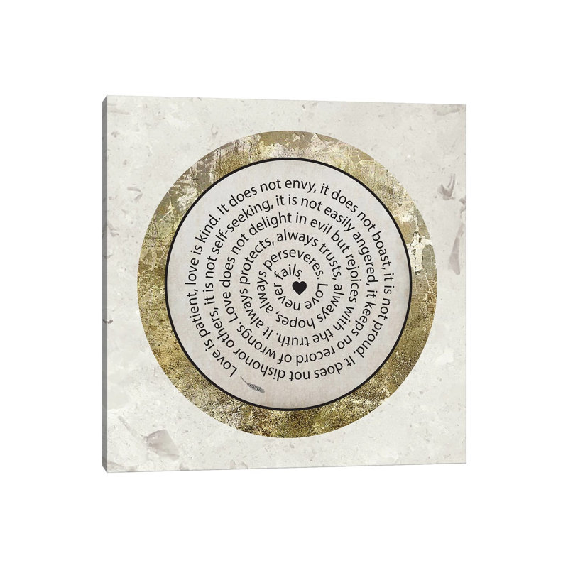 Gold Foil And Black Text Scriptures 1 by Melody Hogan - Wrapped Canvas Print, 30.48 cm H x 30.48 cm W
