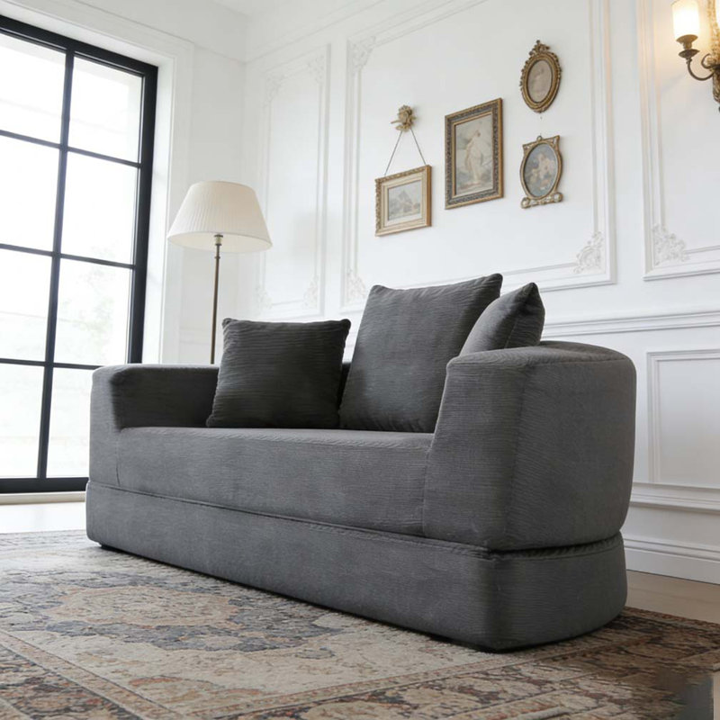 Convertible sofa couch bed,multi-functional,circular bed,adjustable Futon sofa, Grey