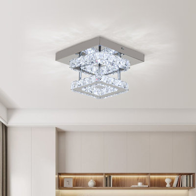 2-Light 24cm Square Crystal Celling Light