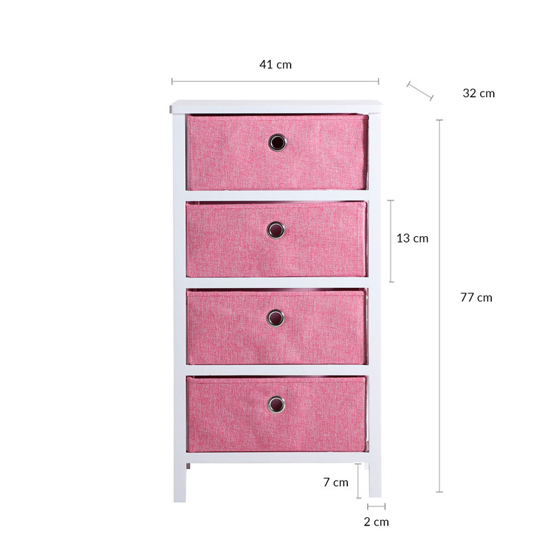 41cm W 4 - Drawer Chest of Drawers, Pink