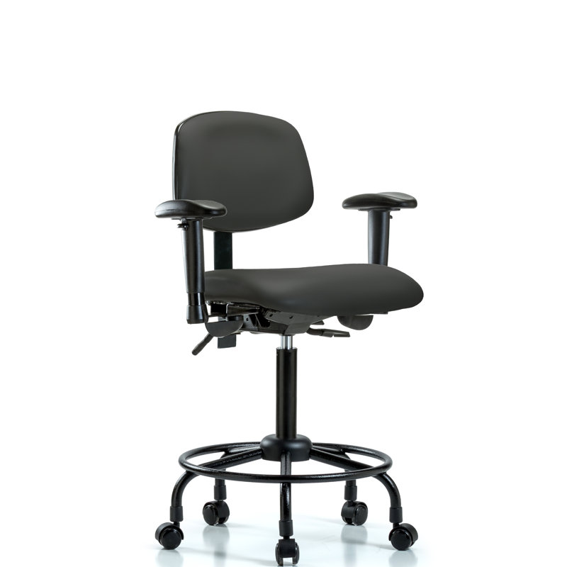 Otis Vinyl Drafting Chair, Casters, Charcoal, Included