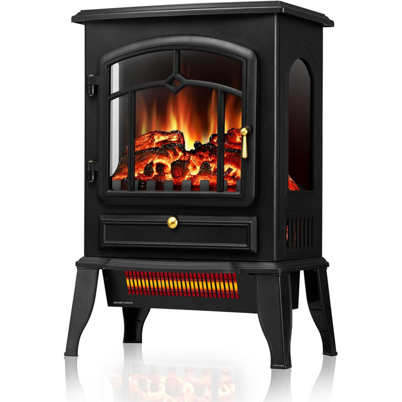22.83"W Electric Fireplace Stove with 3D Flame Effect, 1000/1500W & Flame-Only Mode, 22inch