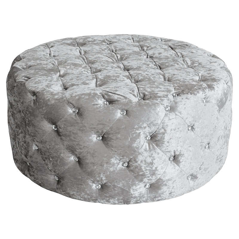 Tommy 90cm Wide Velvet Tufted Round Solid Colour Cocktail Ottoman