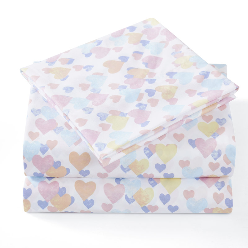 Ensemble de draps en microfibre pour enfants, Double, Vintage Hearts