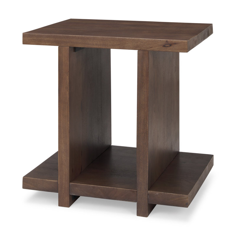 Table de bout traîneau en bois massif brun 22 "avec tablette Waconia