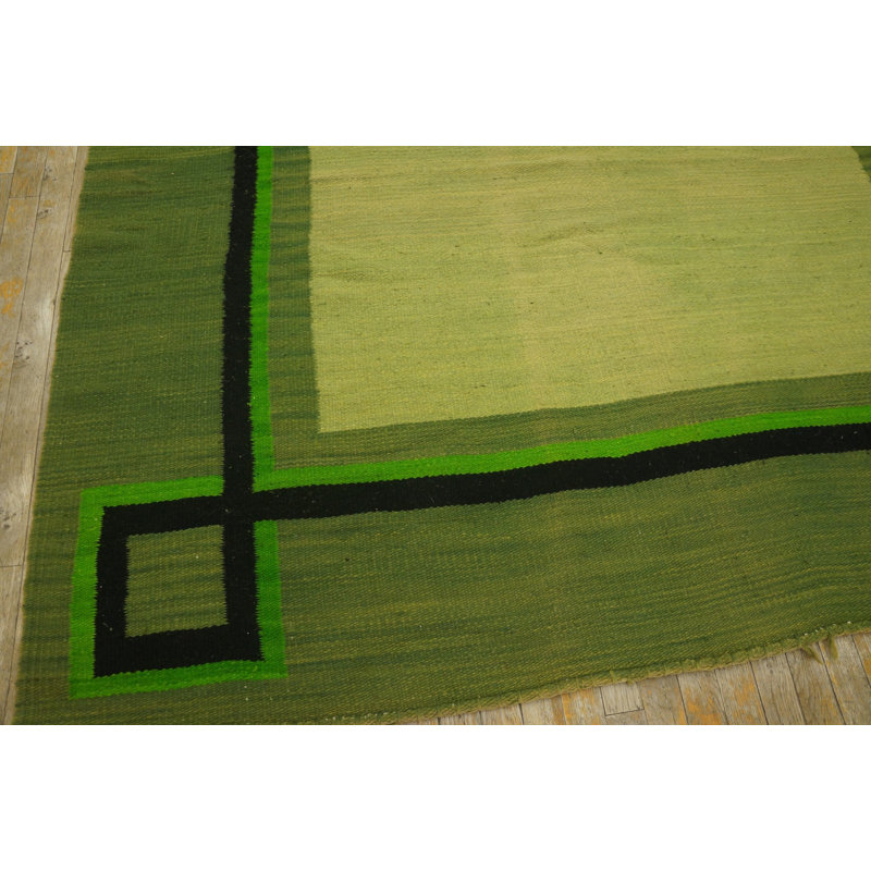 Antique Art Deco - European French Geometric Flat Weave Rug
