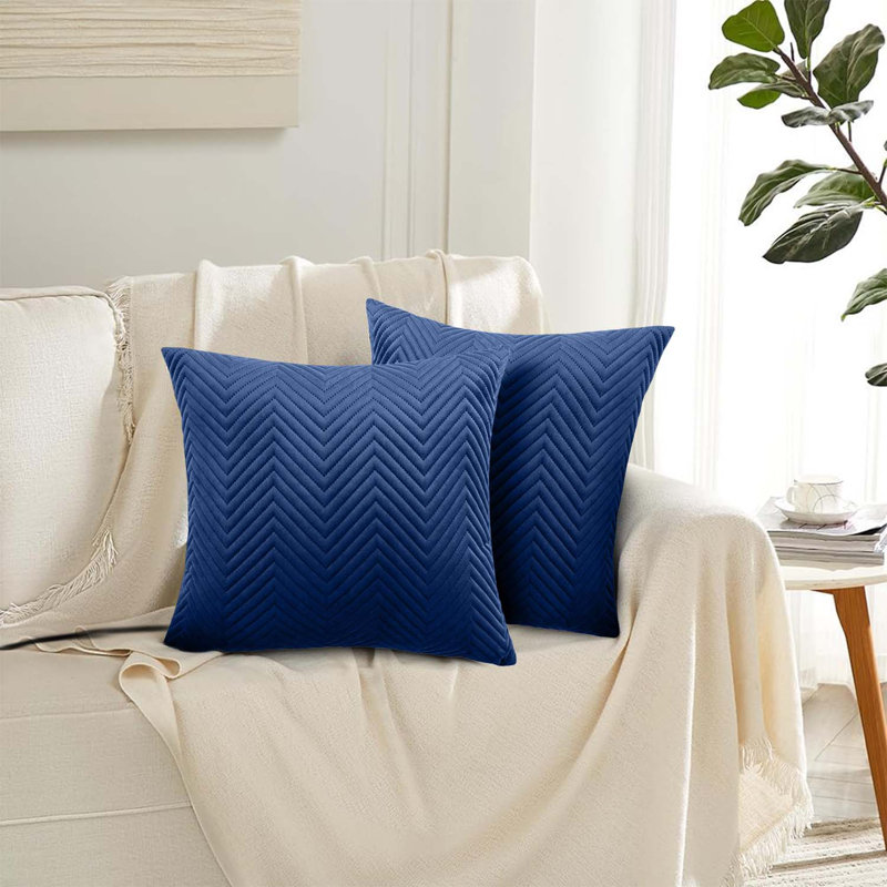 Chevron Square Cushion, Navy