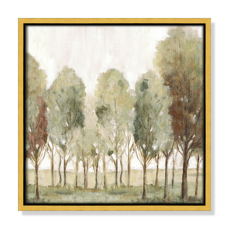 «Silent Fall I Print» par Eva Watts, Toile avec cadre, 13.5'' W x 13.5'' H, Flotteur doré