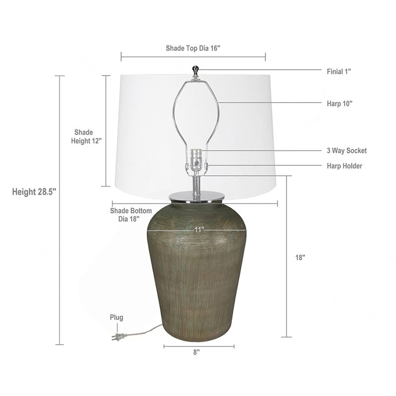 D18x28.5" Glass Table Lamp