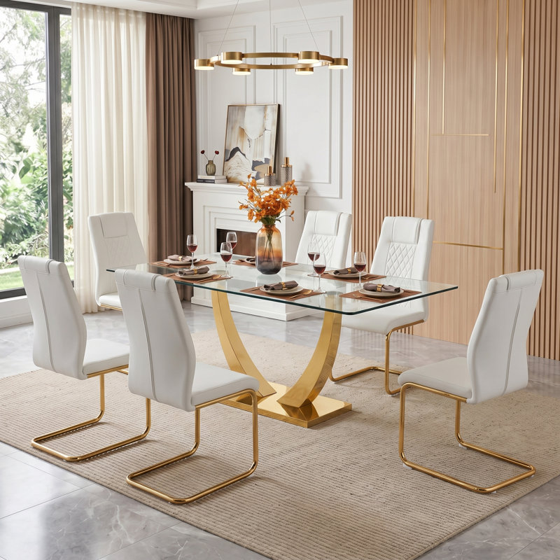 Table de salle à manger Plouffe, H 30,1 po x L 62,8 po x l 35,43 po, Gold