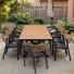 Ensemble repas pour 10 personnes en aluminium avec chaises empilables et trou pour parasol