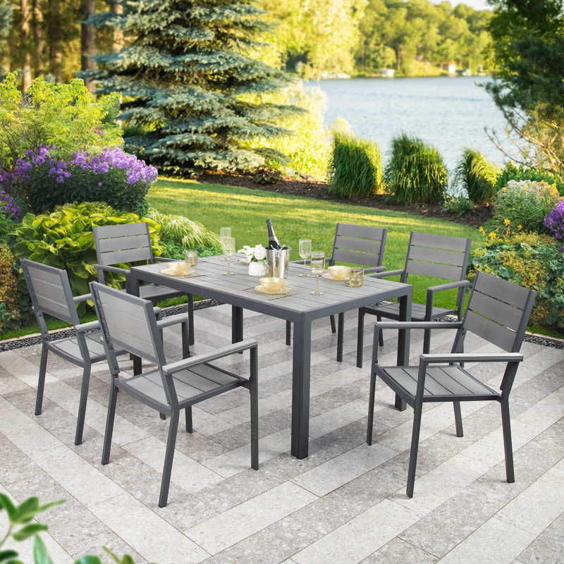 Bailyn 6 - Person Wicker Patio Dining Set with Rectangular Table