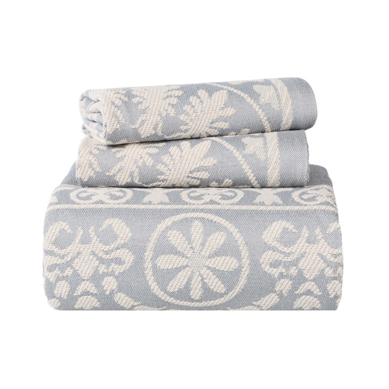 Taupe Cotton Blend Queen Bedspread Set with Medallion Design