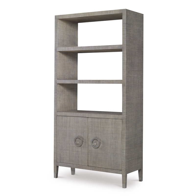 Caribe Solid Wood Etagere Bookcase, French Gray
