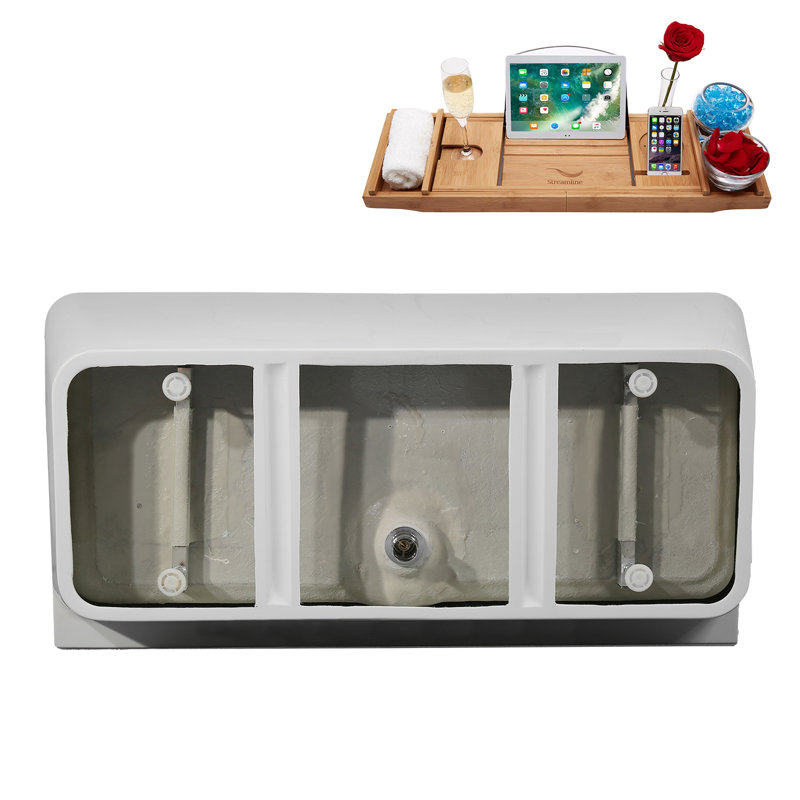 Baignoire autoportante 59 "avec drain interne Streamline, Bronze brossé
