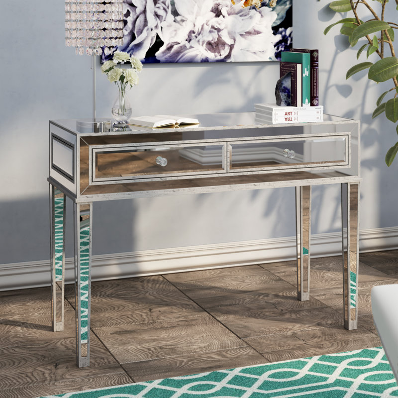 Latasha 42" W Solid and Manufactured Wood Writing Desk with Tapered Legs