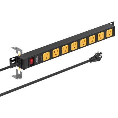 CRST Mountable Long Power Strip 8-Outlet Heavy Duty Surge Protector, Slim Metal Power Bar with 6FT Cord, ETL Listed