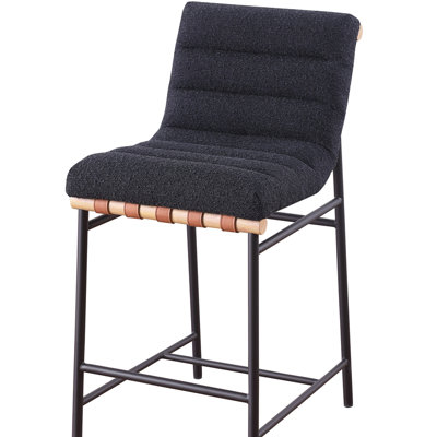 17.75" Black Boucle Fabric Counter Height Chair