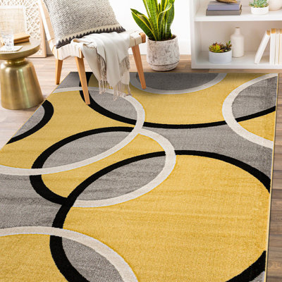 Tapis jaune / gris / noir Doucet