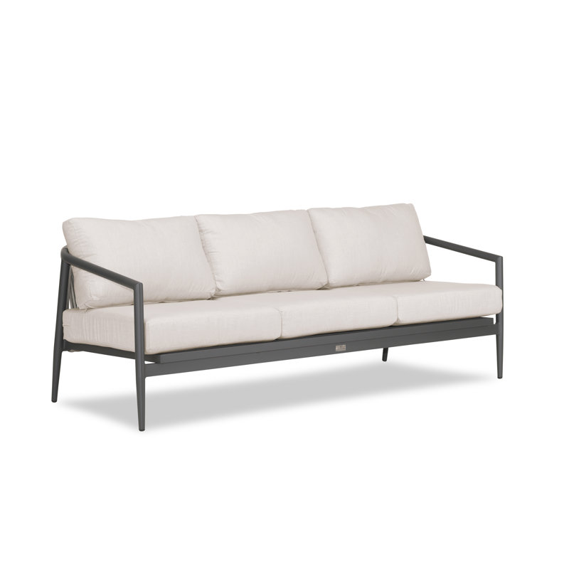 Delaine 83.25'' Wide Powder Coated Aluminum Patio Sofa with Cushions, Cast Silver Sunbrella®, Slate