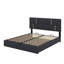 Grand lit plateforme tapissier avec système de rangement hydraulique, aucun sommier nécessaire