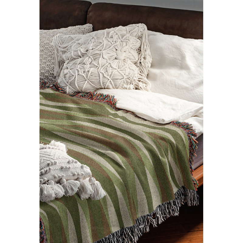 Jeté en mélange de coton Jordyn, Chartreuse, L 60 po x l 50 po