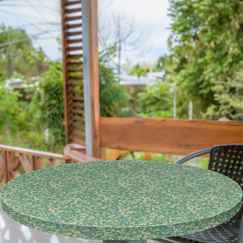East Urban Home Abstract Fitted Round Tablecloth Diameter Multicolor, 51.97" Round