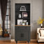 Armoire de rangement Farmhouse avec 4 pieds en forme de gourde, 1 tiroir, 1 armoire et des tablettes ouvertes-499537348