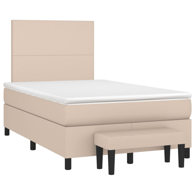 Lit sommier tapissier Vidaxl blanc et cappuccino, Beige