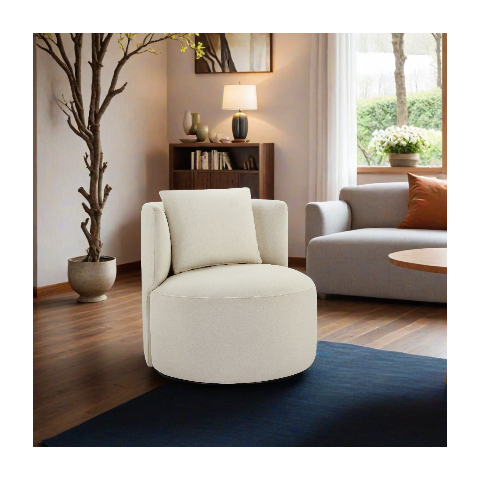 Gracie Swivel Accent Chair, Vesper Nature Velvet