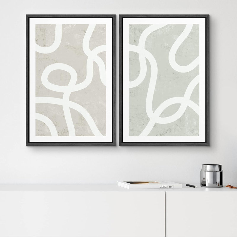 «Pastel White Swirl Motif», 2 pièces, Noir, H 24 po x l 16 po