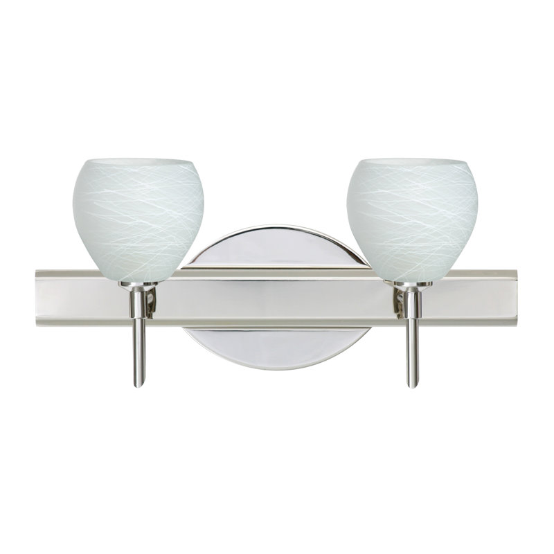 Éclairage pour meuble-lavabo 2 lumières Muehlebach, Nickel satiné, Opale matte, Incandescent