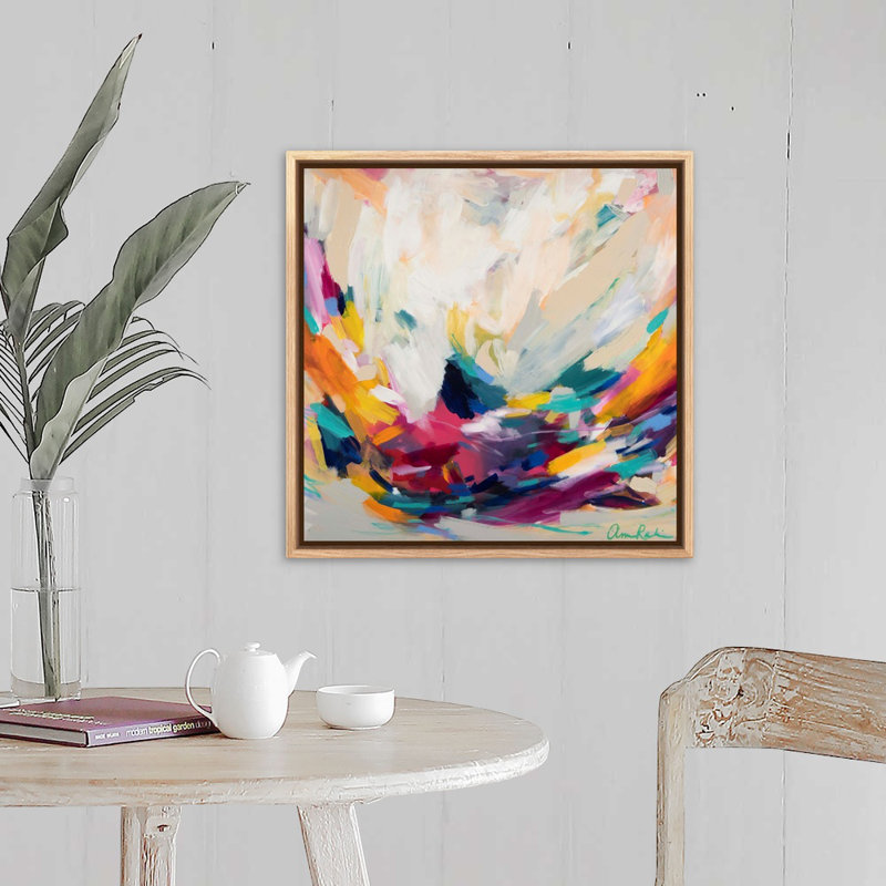 «New Beginnings» par Amira Rahim - reproduction sur toile, Toile avec cadre flottant, H 21,25 po x l 21,25 po, Naturel