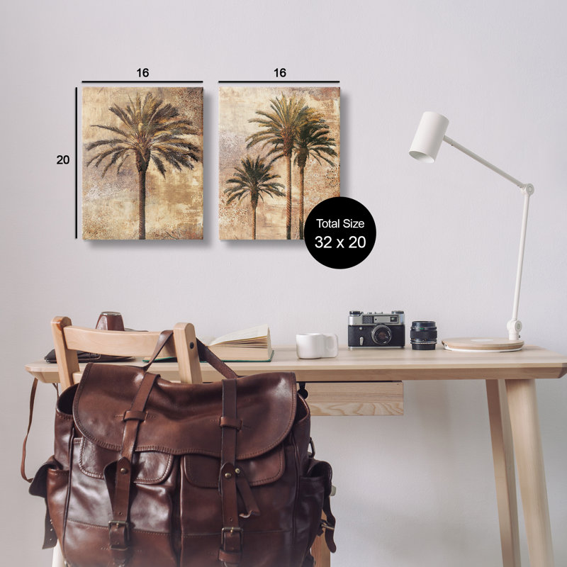  "Arching Palm Leaves", ensemble de 2 toiles d'art par John Seba, H 20 po x l 16 po