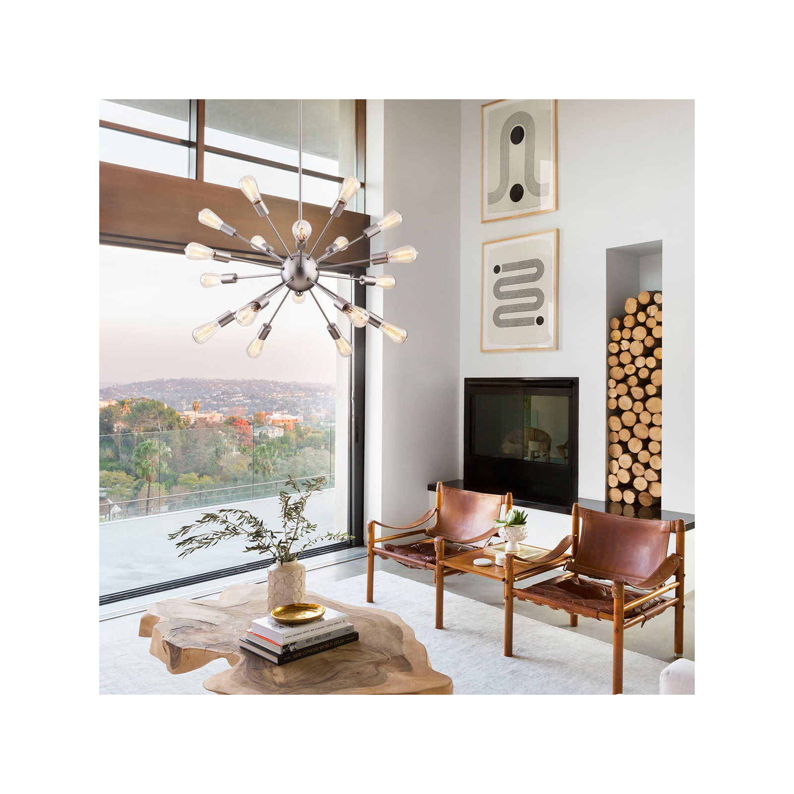 Kaspar 18 - Light Sputnik Sphere Chandelier, Brushed Nickel