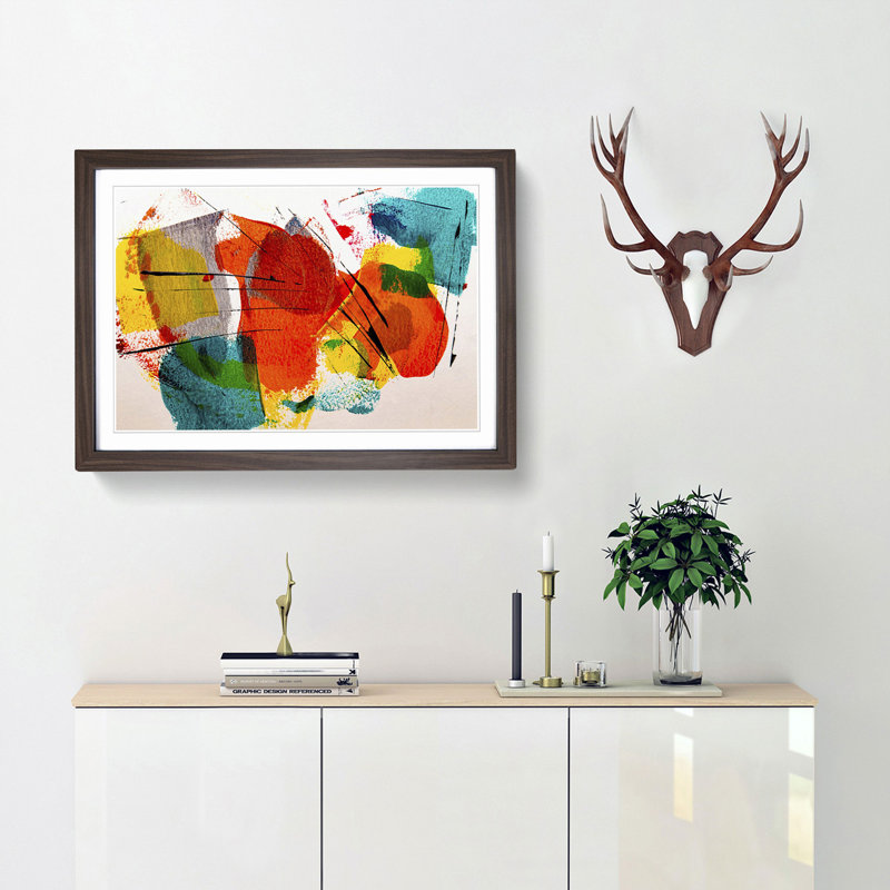 Abstract Art Painting Vol.479 by S.Johnson - Framed Print, 48cm H x 65cm W x 2cm D, Walnut Framed