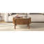 Table basse ronde à plateau relevable avec rangement caché, table de cocktail circulaire cannelée en bois massif, table de centre de ferme moderne en bois pour le salon, noyer