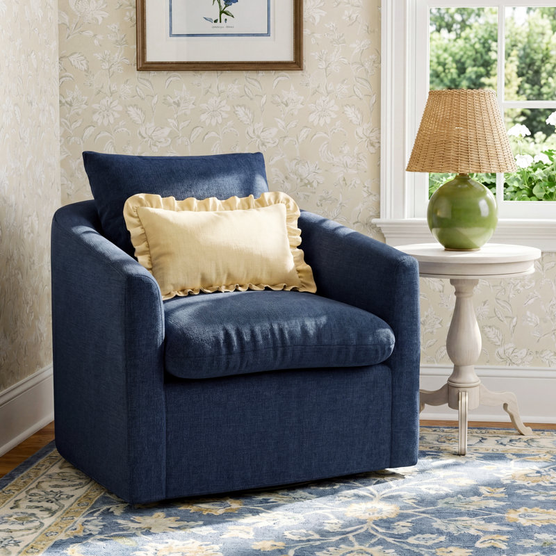 Fauteuil demi-tonneau pivotant rembourré Menta, Toile grise Capricorne