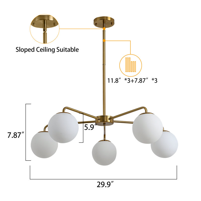 Kahliah 5 - Light Dimmable Sputnik Modern Linear Chandelier（Set Of 2）