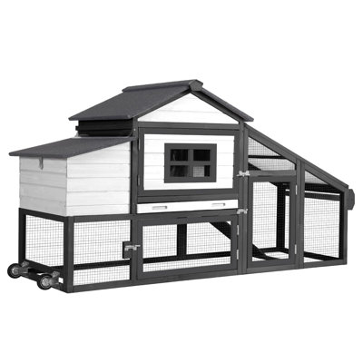 Poulailler mobile avec roulettes, nichoir, plateau étanche et toit résistant aux rayons UV (78 caractères)