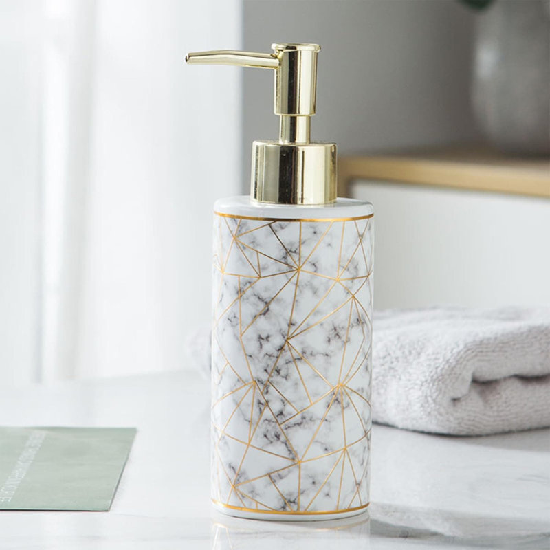 4pcs Ceramic Bathroom Set: Toothbrush Holder, Mouthwash Cup, 300ML Lotion Dispenser, Soap Dish, White