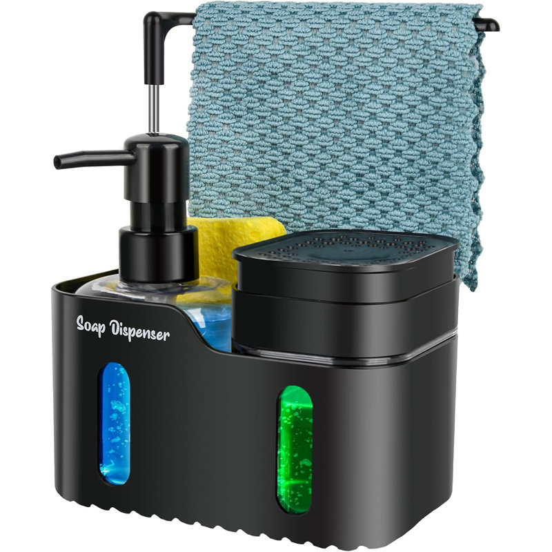 4-in-1 Kitchen Soap Dispenser Set Black