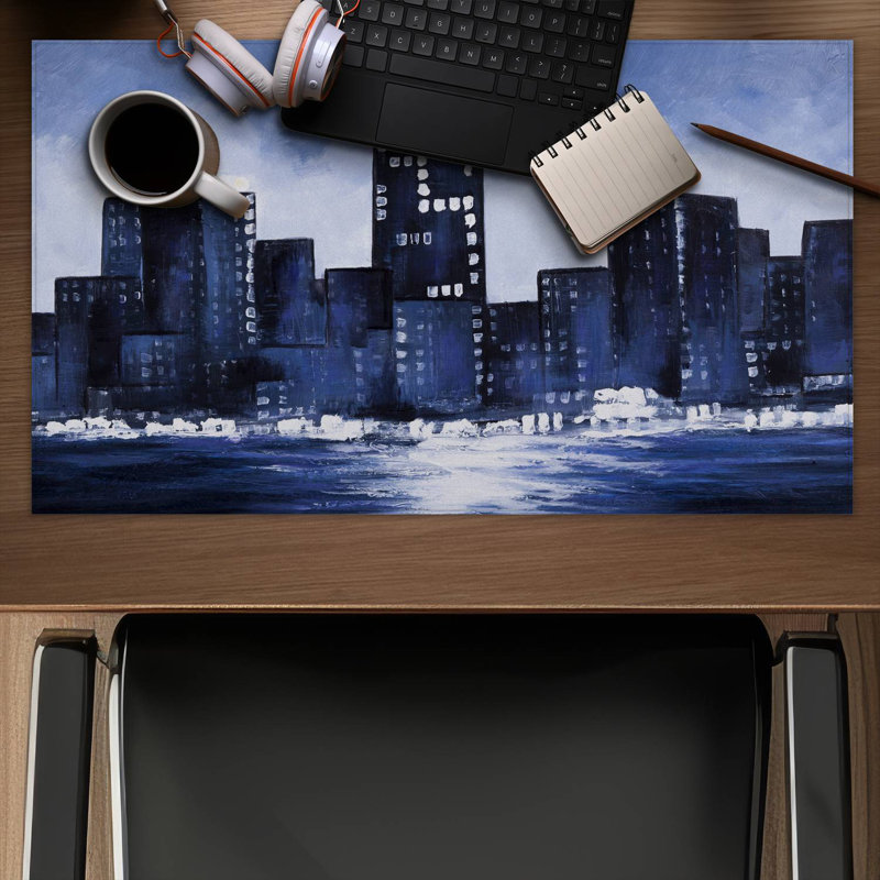 Marine blue city - 14.00"x24.25" Desk mat